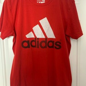 Adidas Red Short Sleeve Tee Vibrant Crew Neck